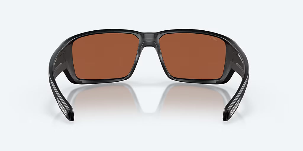 Costa Fantail Pro Sunglasses - Matte Black Frame with Green Mirror Polarized Glass Lens