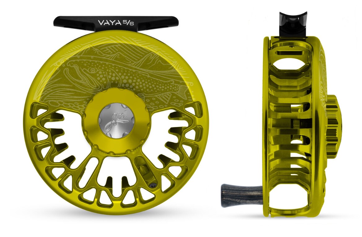 5 6 fly fishing reel Abel Vaya 5/6 Fly Reel - Underwood On the Hunt Lime Green / Lime Green Drag  Knob & Ebony Handle