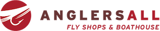 Anglers All official logo in red with a distinctive fly graphic