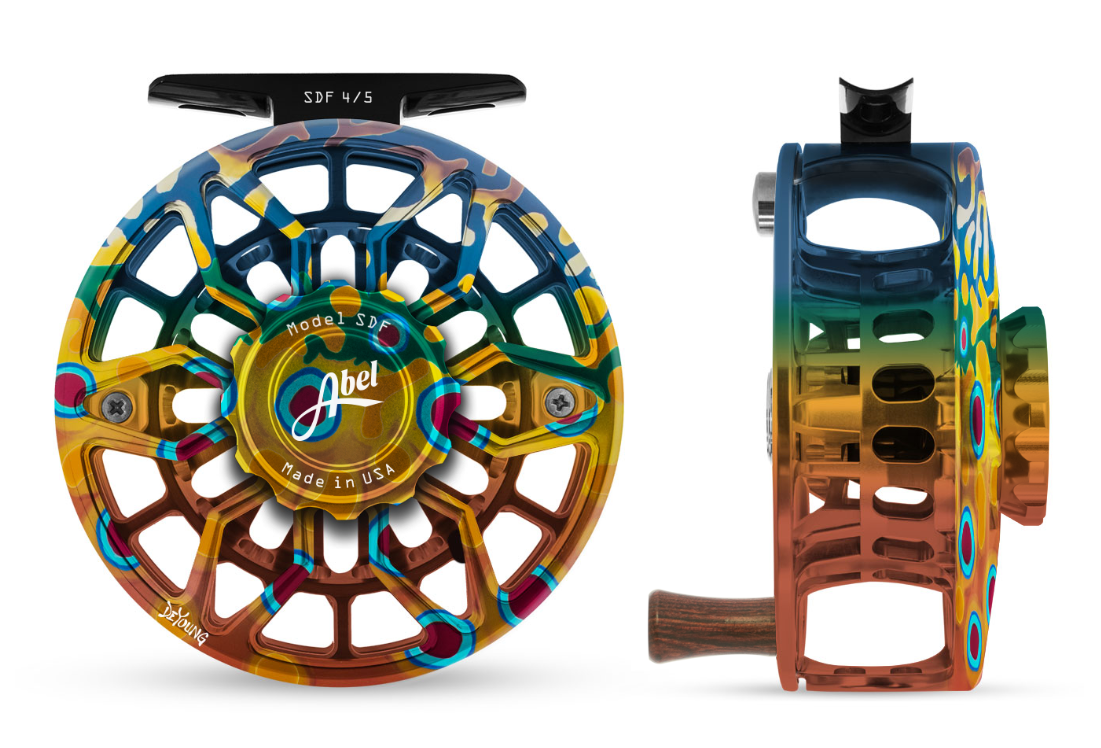 Abel SDF 4/5 Fly Reel - Ported DeYoung Brook Flank / DeYoung Brook Flank Drag Knob & Rosewood Handle