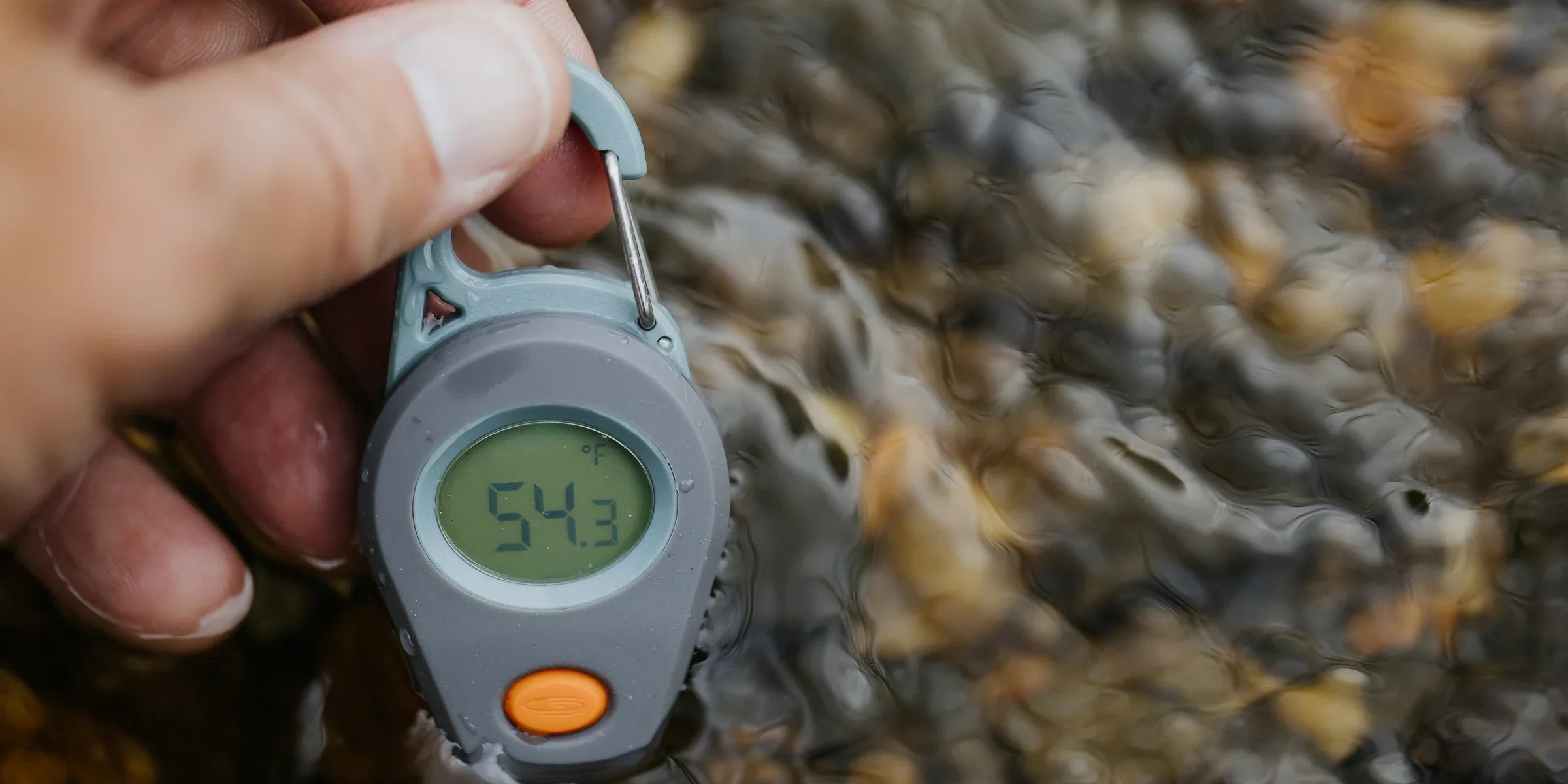 digital thermometer measuring water temp
