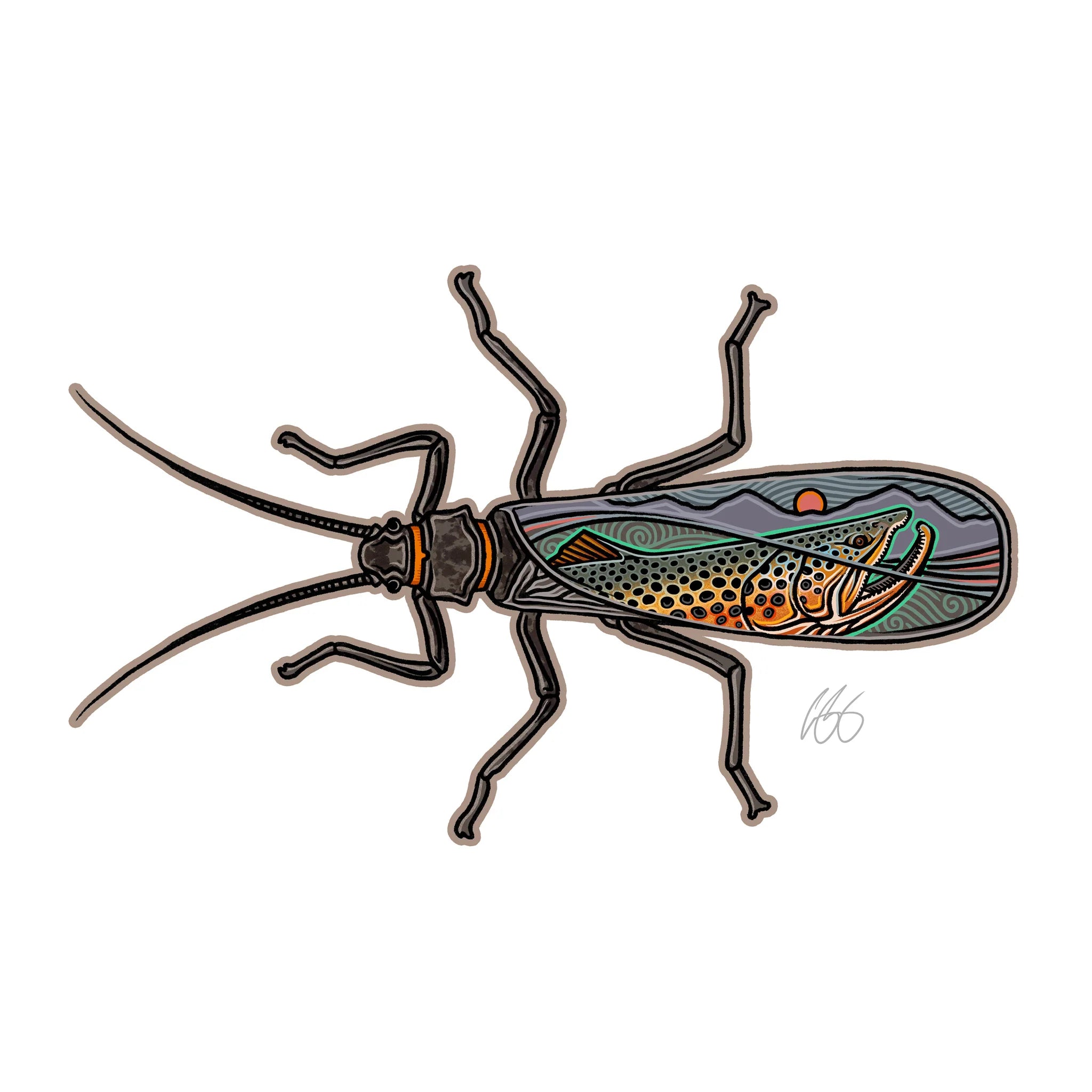 Casey Underwood Decal - Swimming -  Salmonfly-Scape
