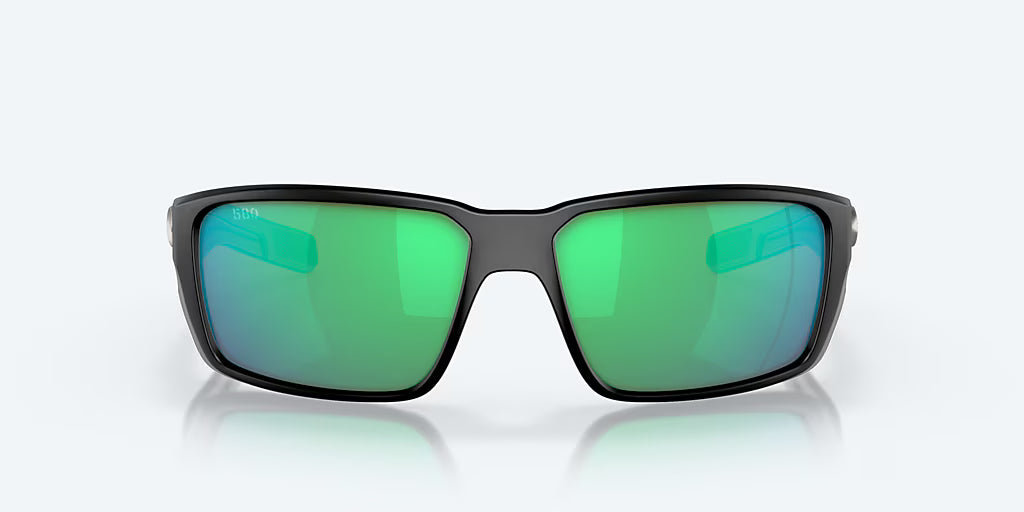 Costa Fantail Pro Sunglasses - Matte Black Frame with Green Mirror Polarized Glass Lens