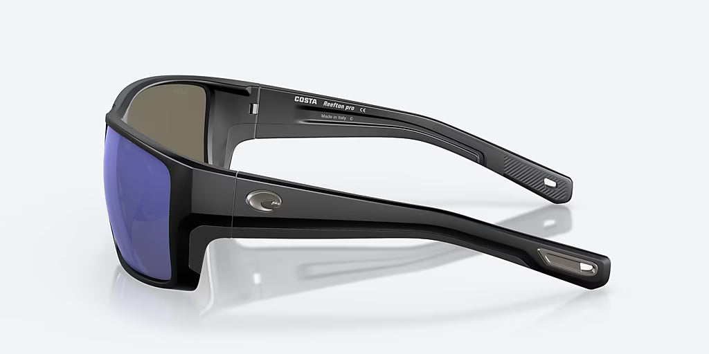 Costa Reefton Pro Sunglasses - Black Frame with Blue Mirror Glass Lens