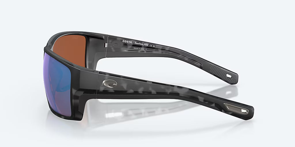 Costa Reefton Pro Sunglasses - Black Frame with Green Mirror Glass Lens