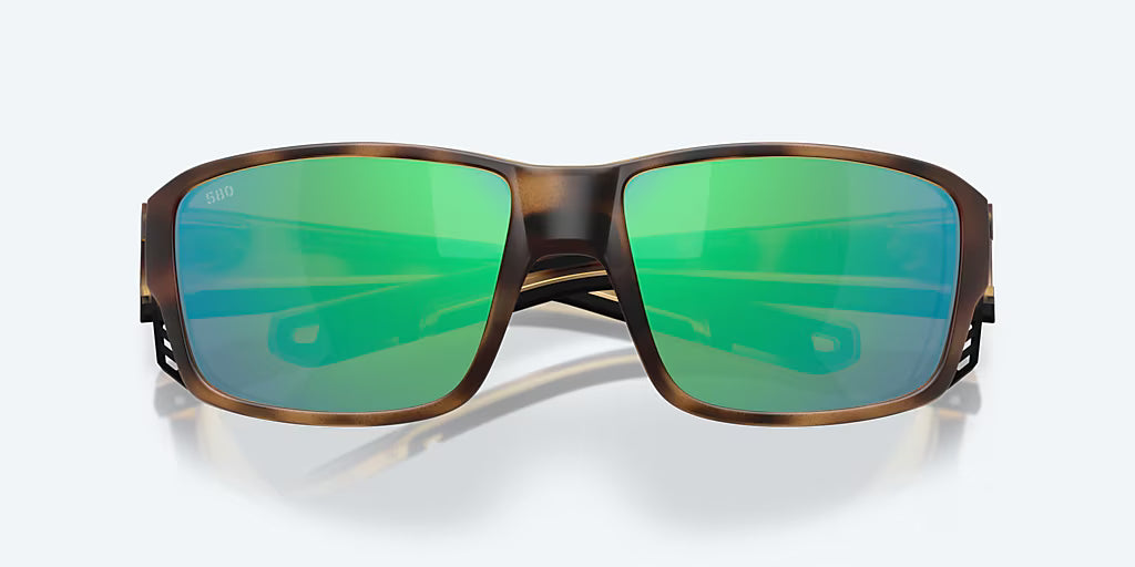 Costa Tuna Aley Pro Sunglasses - Matte Tortoise Frame with Green Mirror Glass Lens