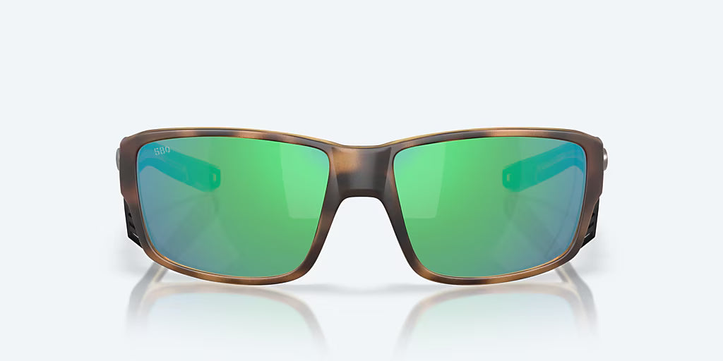 Costa Tuna Aley Pro Sunglasses - Matte Tortoise Frame with Green Mirror Glass Lens