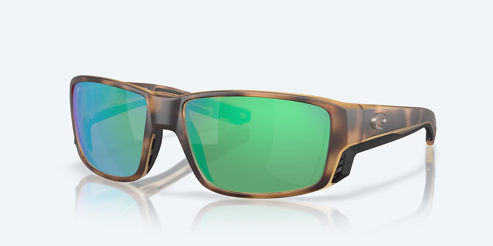 Costa Tuna Aley Pro Sunglasses - Matte Tortoise Frame with Green Mirror Glass Lens