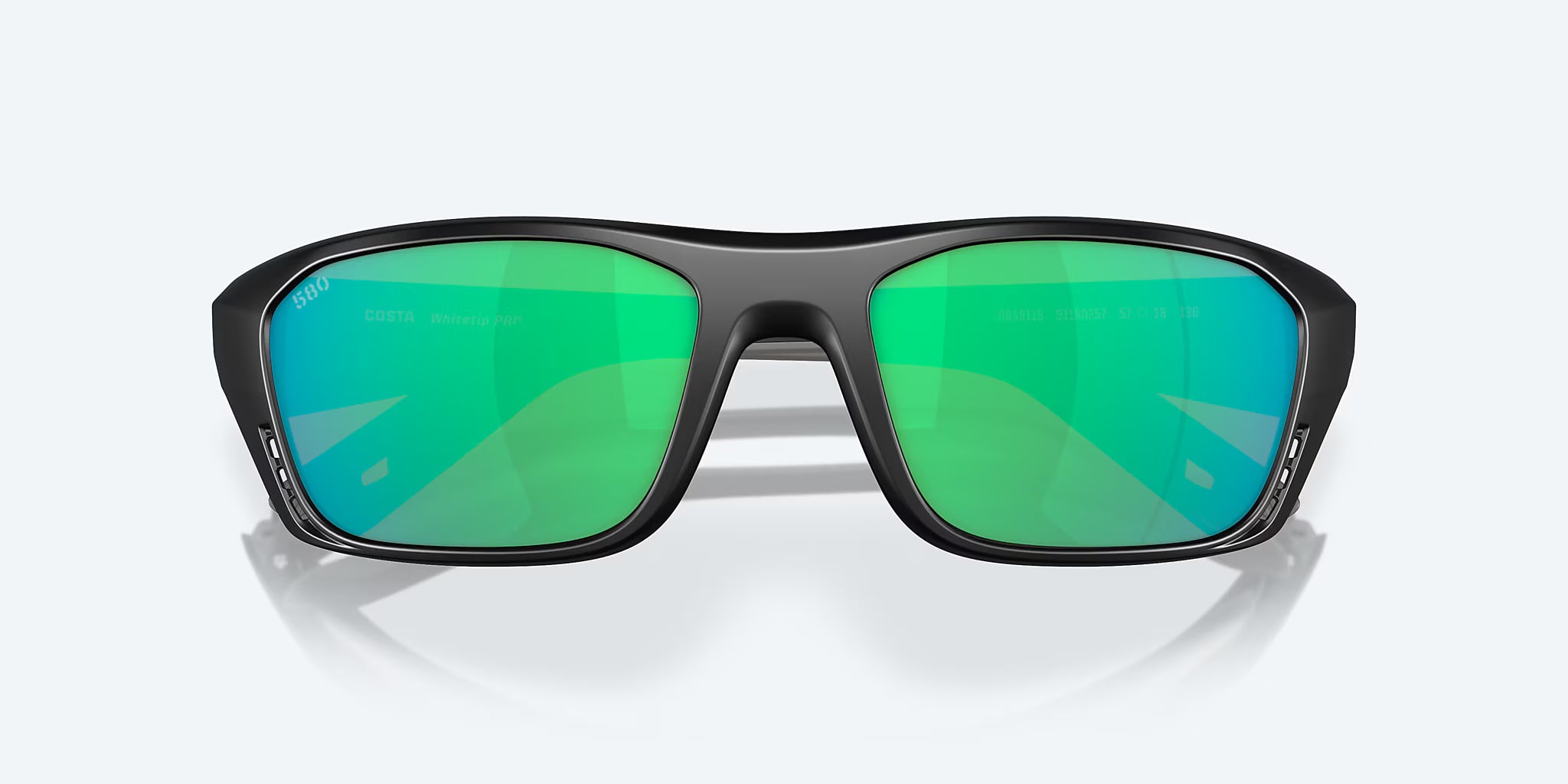 Costa Whitetip Pro Sunglasses - Matte Black Frame with Green Mirror Glass Lens