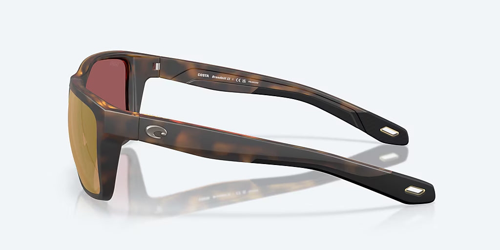 Costa Broadbill II Sunglasses - Matte Tortoise Frame with  Gold Mirror Polarized Glass Lens