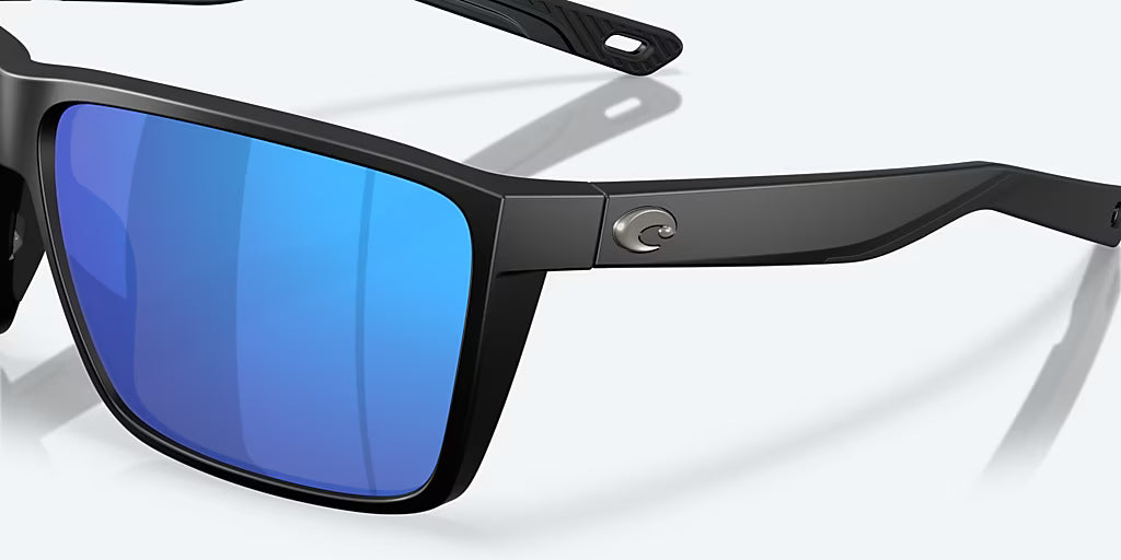 Costa Rincon II Sunglasses - Matte Black Frame with Blue Mirror Polarized Glass Lens