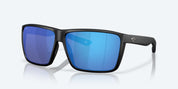 Costa Rincon II Sunglasses - Matte Black Frame with Blue Mirror Polarized Glass Lens