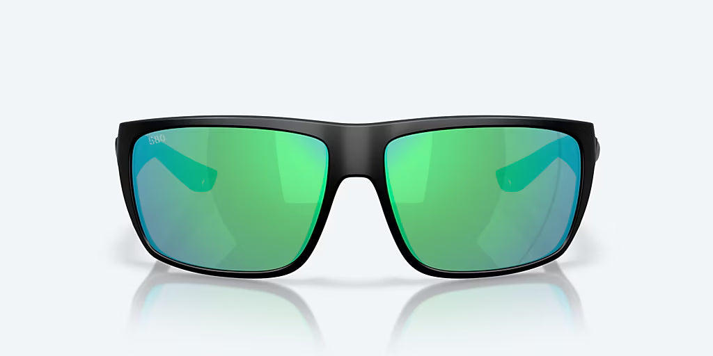 Costa Fly Line Sunglasses - Matte Black Frame with Green Mirror Glass Lens