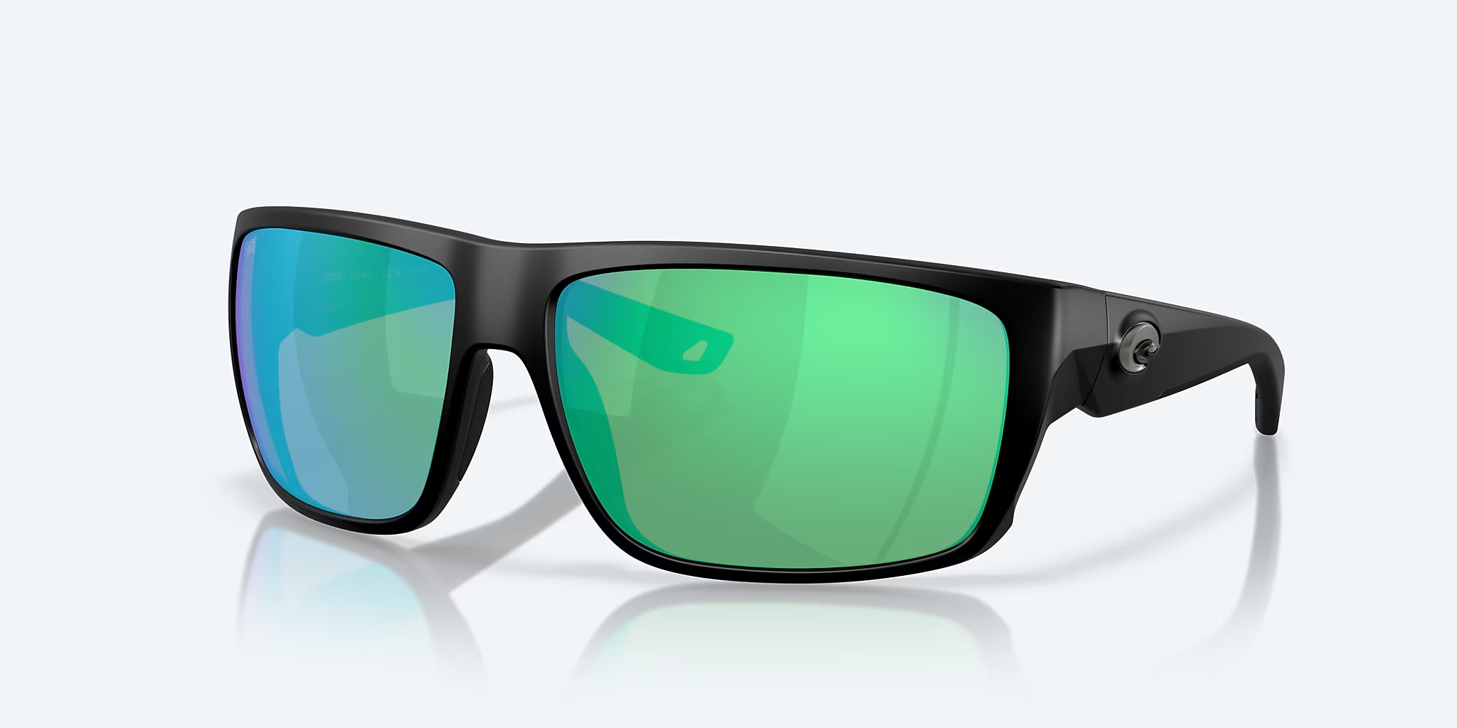 Costa Fly Line Sunglasses - Matte Black Frame with Green Mirror Glass Lens