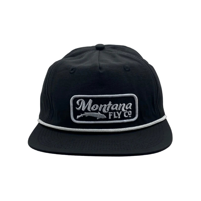 MFC Flatbill Snapback Hat - Retro Fish Logo Black/White
