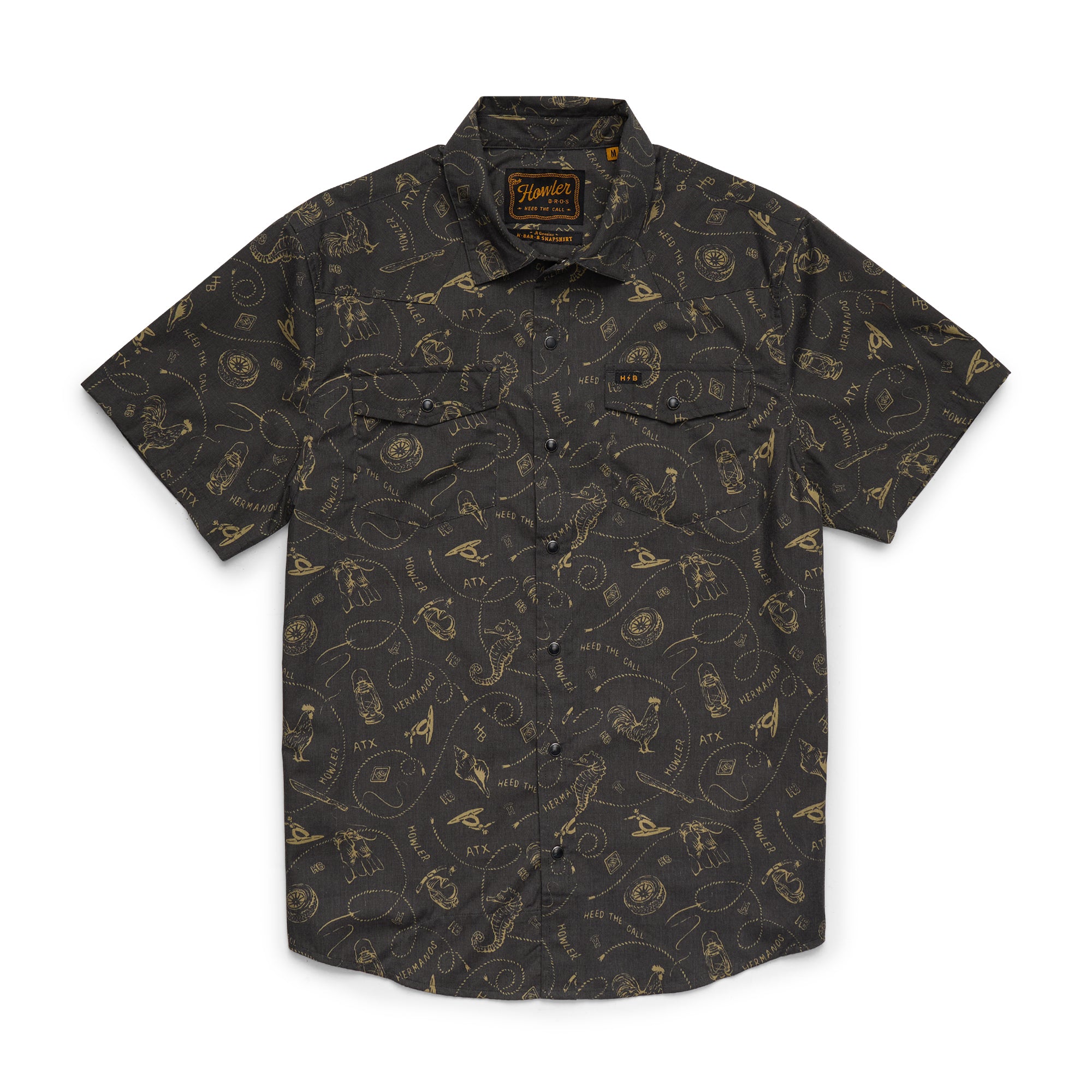 Howler Brothers H Bar B Short Sleeve Snapshirt - Sea Rodeo : Antique Black