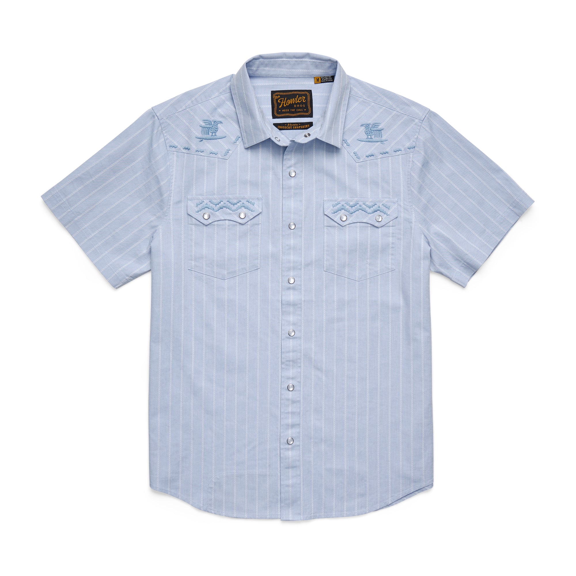 Howler Brothers Crosscut Deluxe Short Sleeve Snapshirt - Surfbird : Sky Oxford Dobby