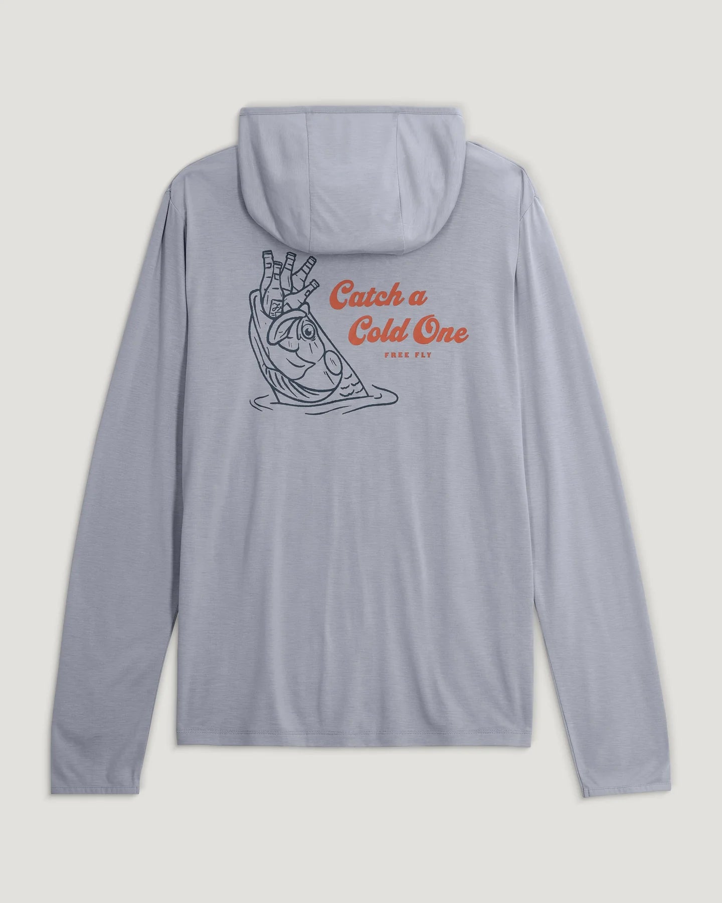 Free Fly Men's Bamboo Lightweight Graphic Hoodie - Catch A Cold One-Aspen Grey