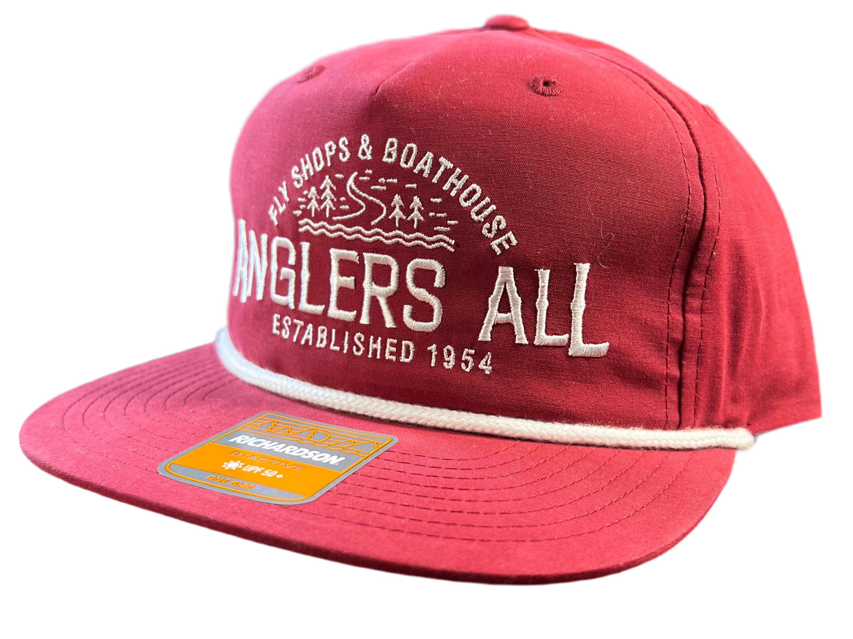 Anglers All Richardson Rope Hat - 256 Cardinal w/ White Rope - Stitched Logo