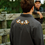 Howler Brothers Crosscut Deluxe Longsleeve Shirt - Orange Blossoms: Antique Black