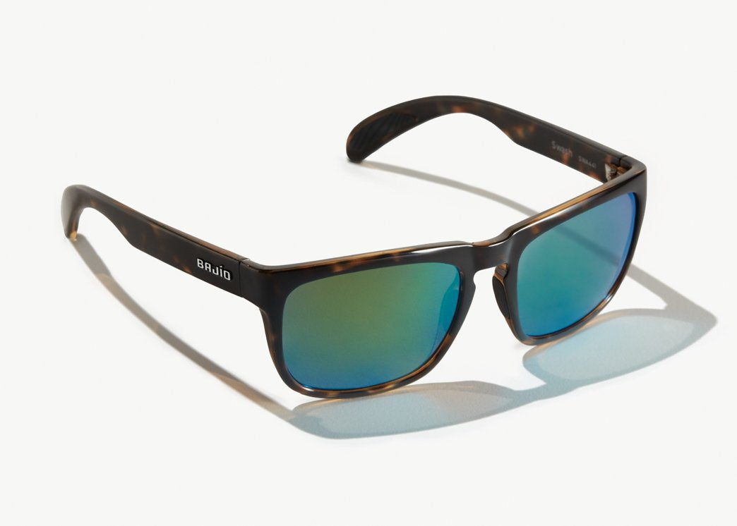 Bajío Swash Sunglasses - Matte Black Frame / Green Mirror Glass Lens