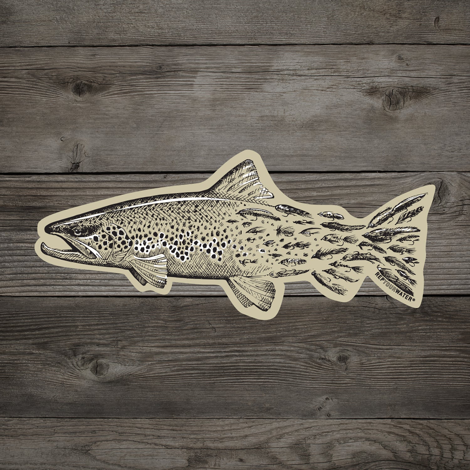 Rep Your Water Brown Snacks Sticker