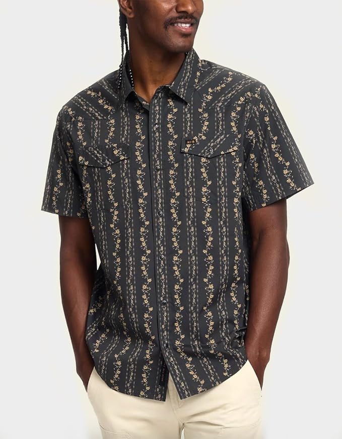 Howler Brothers H Bar B Snapshirt - Hibiscus Ribbons : Antique Black
