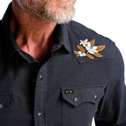 Howler Brothers Crosscut Deluxe Longsleeve Shirt - Orange Blossoms: Antique Black
