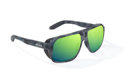 Bajio Cocho Sunglasses - Dark Blue Camo Frame/Green Mirror Poly Lens