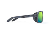 Bajio Cocho Sunglasses - Dark Blue Camo Frame/Green Mirror Poly Lens