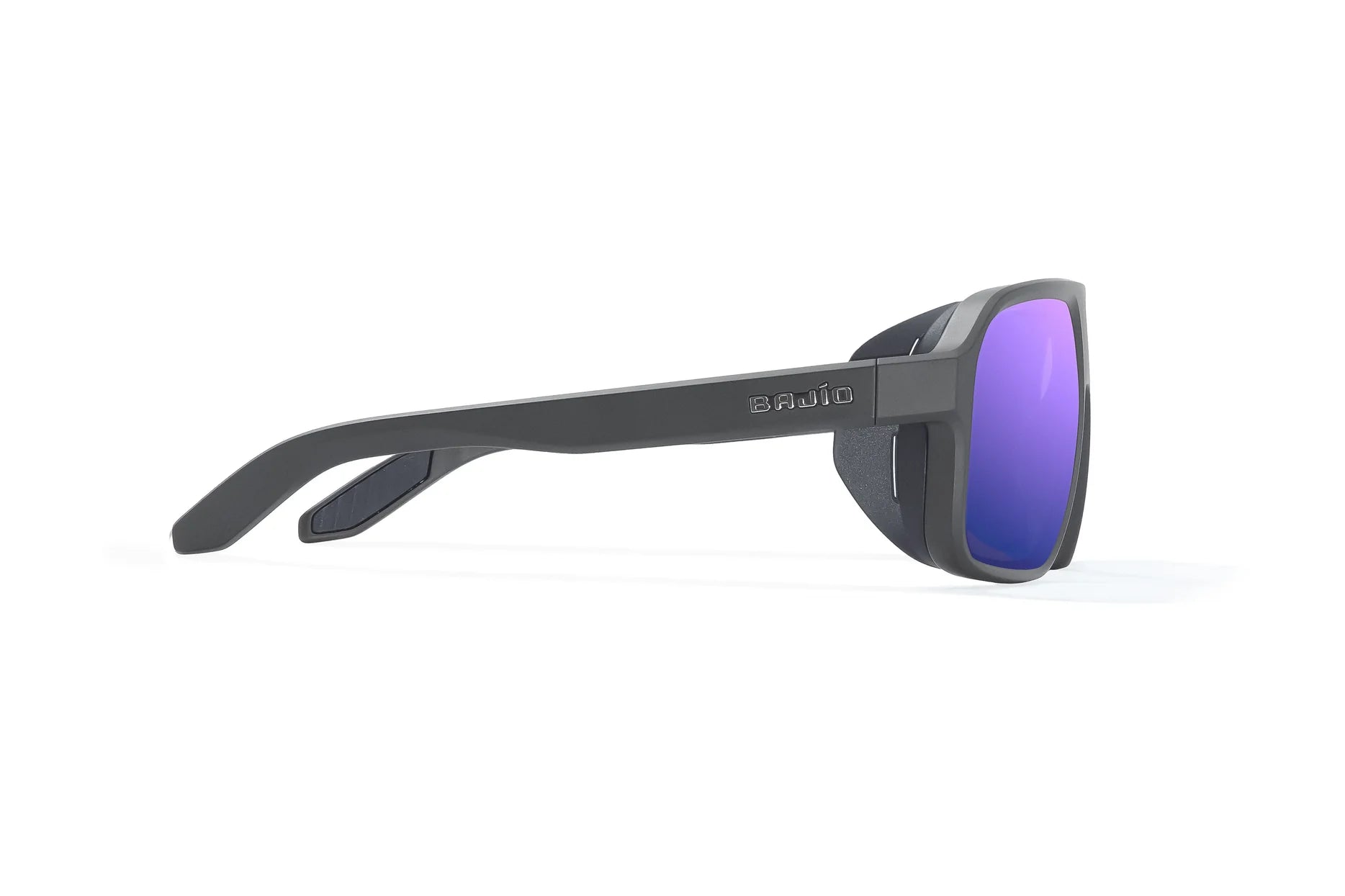 Bajio Cocho Sunglasses - Graphite Black Matte Frame | Violet Mirror Glass Lens