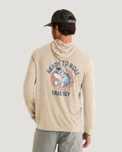 Free Fly Apparel Men's Bamboo Lightweight Graphic Hoodie - Ready to Roll Desert Tan