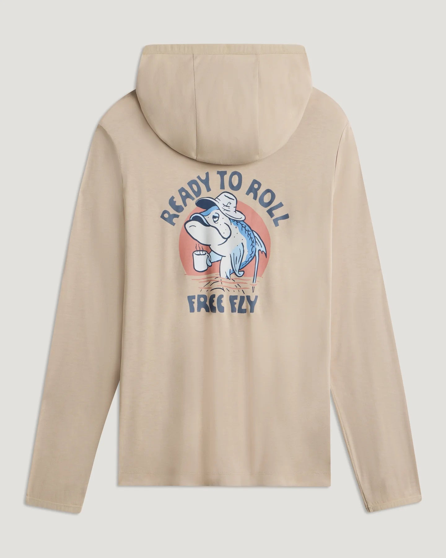 Free Fly Apparel Men's Bamboo Lightweight Graphic Hoodie - Ready to Roll Desert Tan