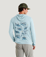 Free Fly Apparel Men's Bamboo Lightweight Graphic Hoodie - Trout Bum Ocean Mist