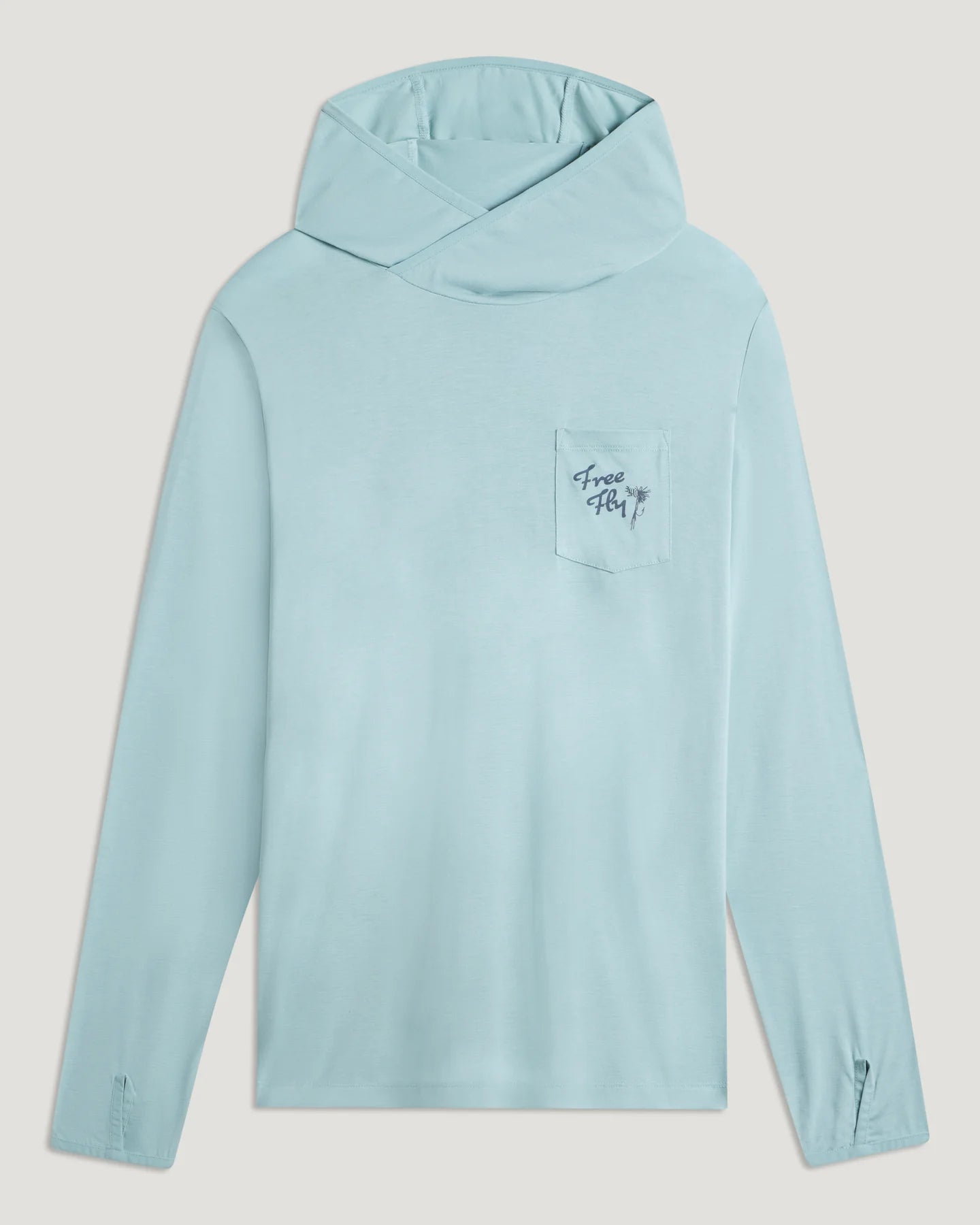Free Fly Apparel Men's Bamboo Lightweight Graphic Hoodie - Trout Bum Ocean Mist