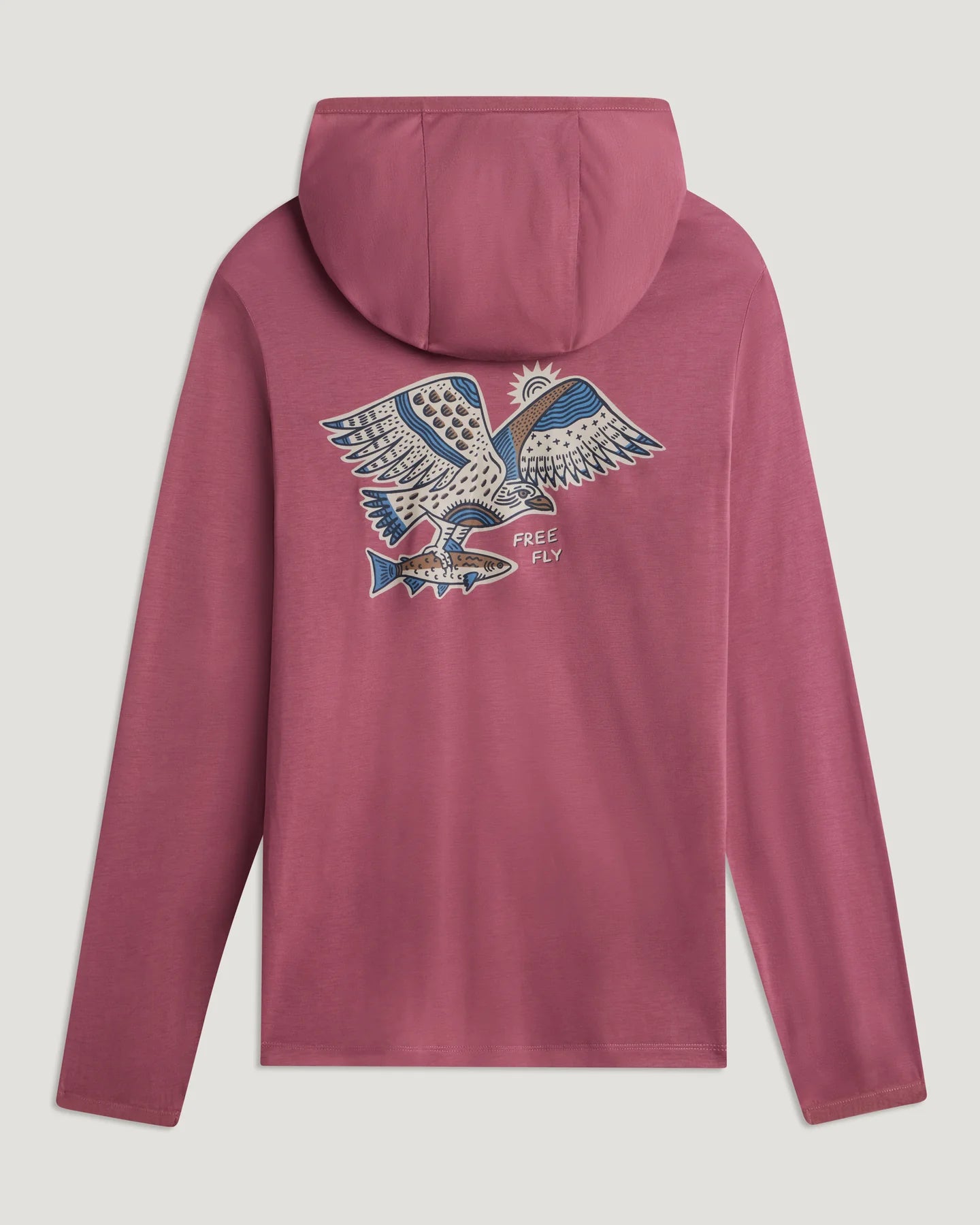 Free Fly Apparel Men's Bamboo Lightweight Graphic Hoodie - Osprey Catch Plum