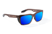 Bajio Palehorse Sunglasses - Dark Brown Glass Gloss Frame with Blue Mirror Glass Lens