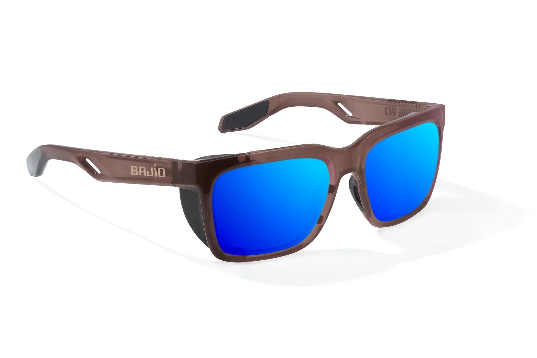 Bajio Palehorse Sunglasses - Dark Brown Glass Gloss Frame with Blue Mirror Glass Lens