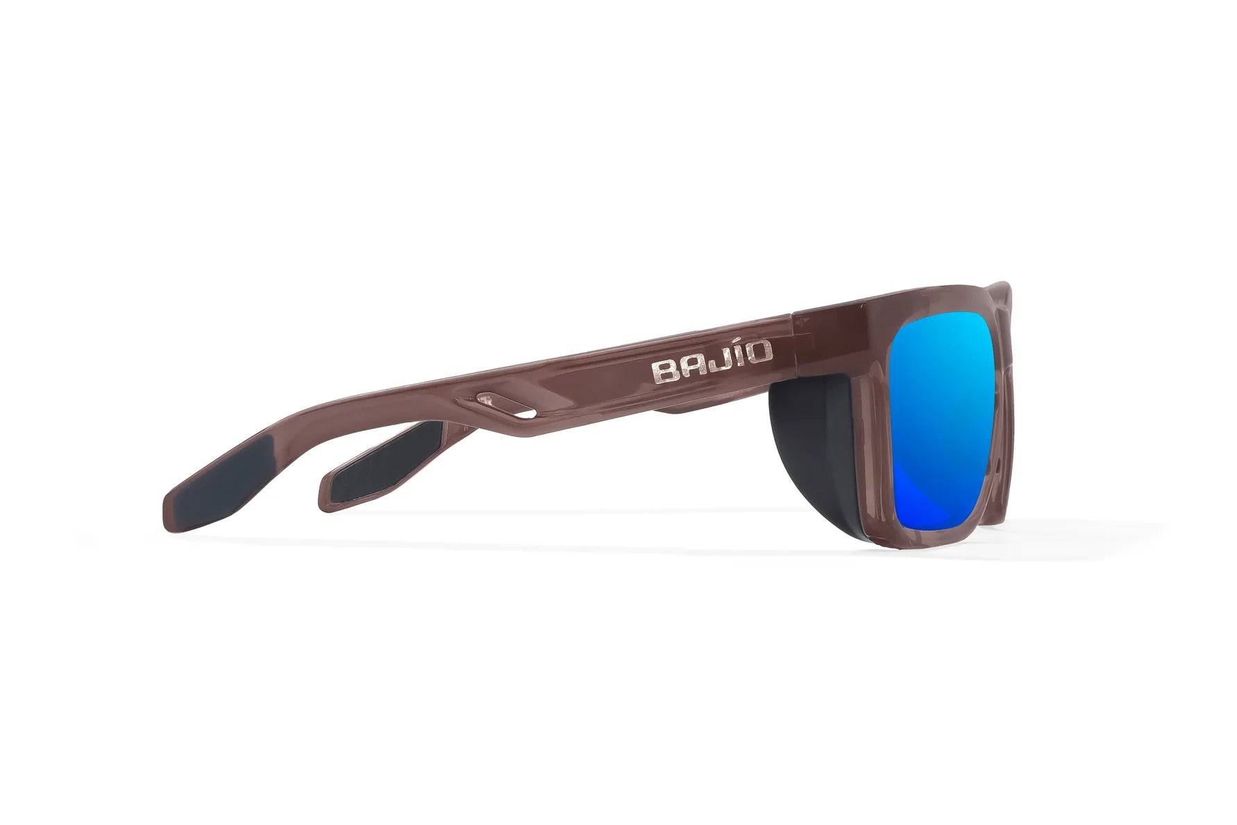 Bajio Palehorse Sunglasses - Dark Brown Glass Gloss Frame with Blue Mirror Glass Lens