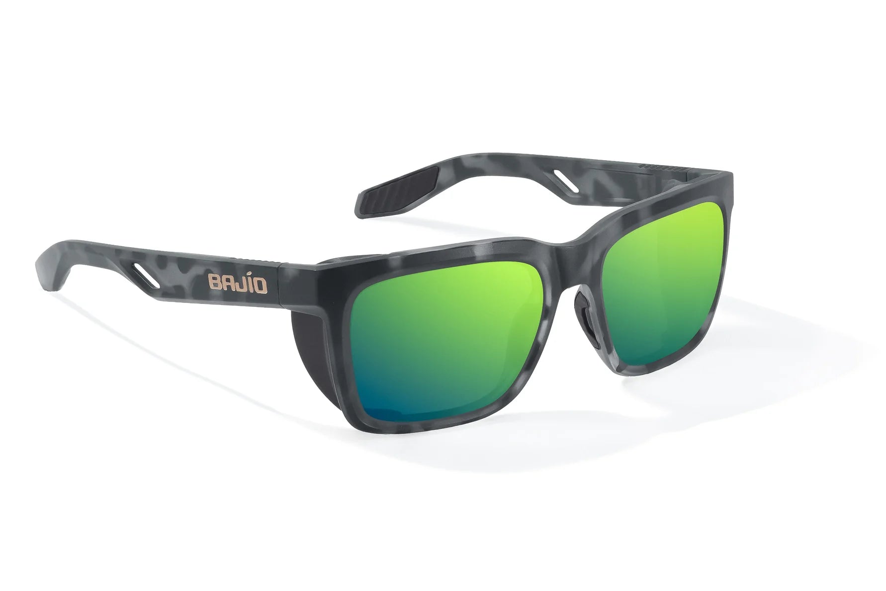 Bajio Palehorse Sunglasses - Dark Brown Glass Gloss Frame with Green Mirror Poly Lens