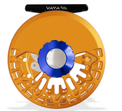 Abel Vaya 5/6 Fly Reel - Satin Orange / Blue Drag Knob & Rosewood Handle
