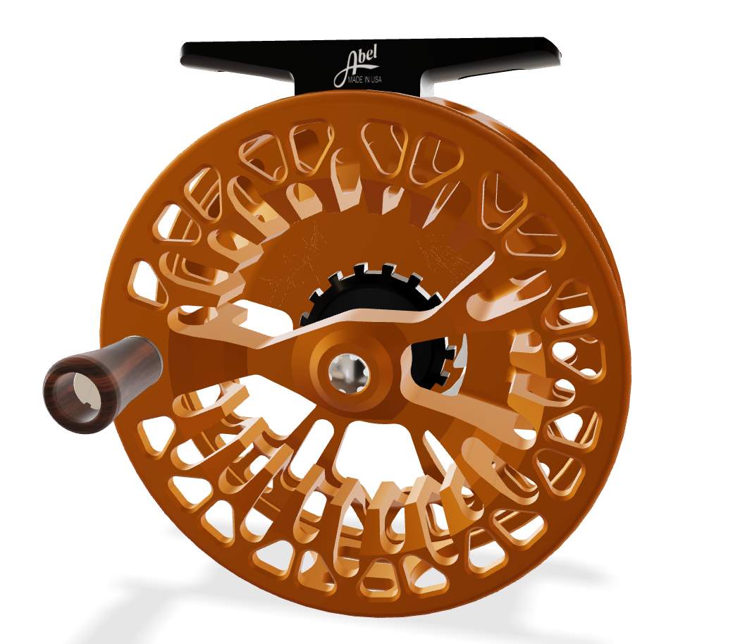 Abel Vaya 5/6 Fly Reel - Satin Orange / Blue Drag Knob & Rosewood Handle