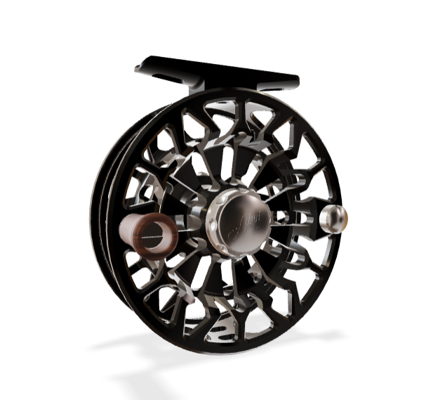Abel SDF 5/6 Fly Reel - Ported Black / Black Drag Knob & Walnut Handle