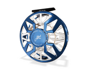 Abel SDX 9/11 Fly Reel - Ported Deep Blue + Platinum Finish / Deep Blue Drag Knob & Platinum Handle