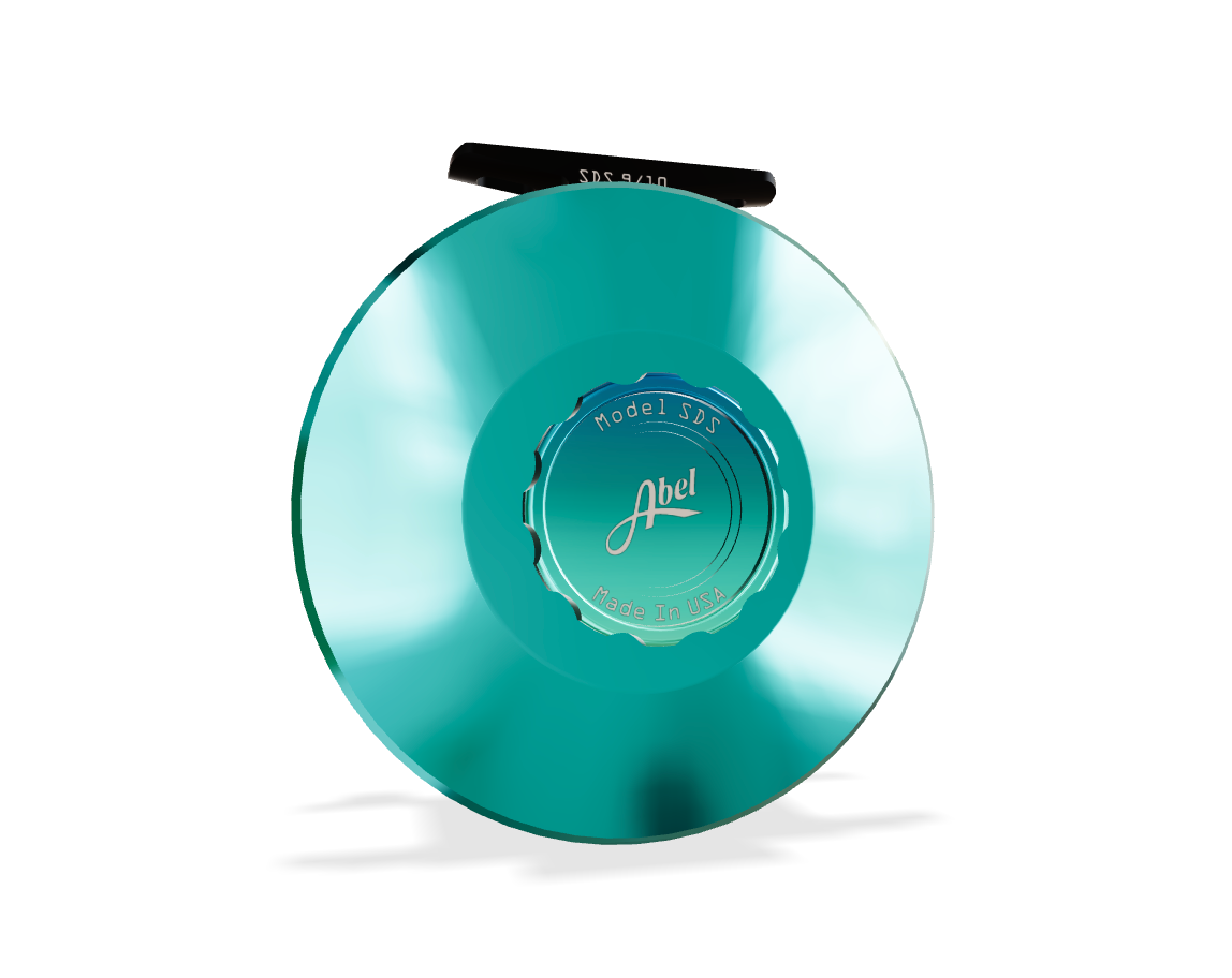 Abel SDS 9/10 Fly Reel - Solid Teal / Flats Fade Drag Knob & Platinum Aluminum Handle