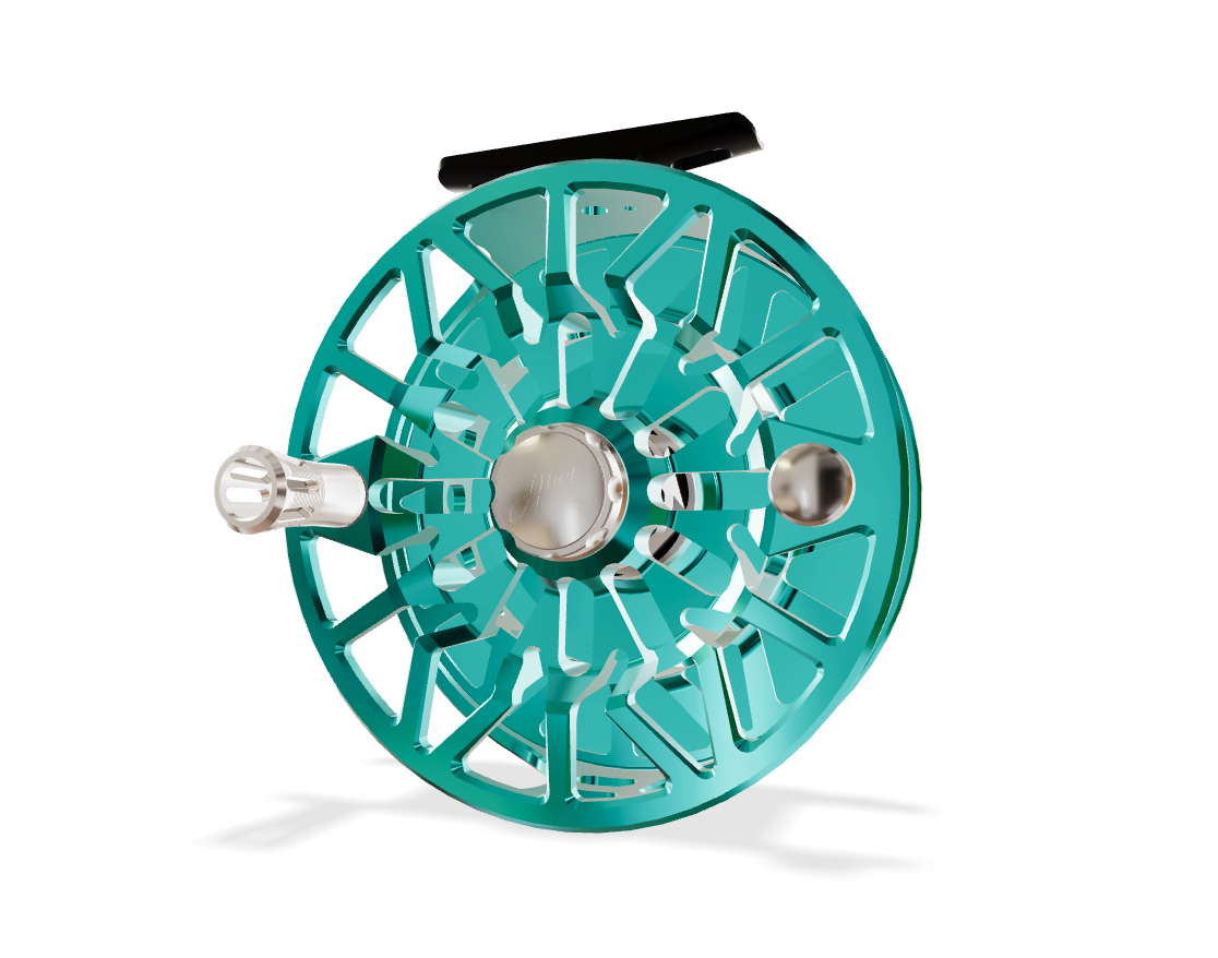 Abel SDS 9/10 Fly Reel - Solid Teal / Flats Fade Drag Knob & Platinum Aluminum Handle