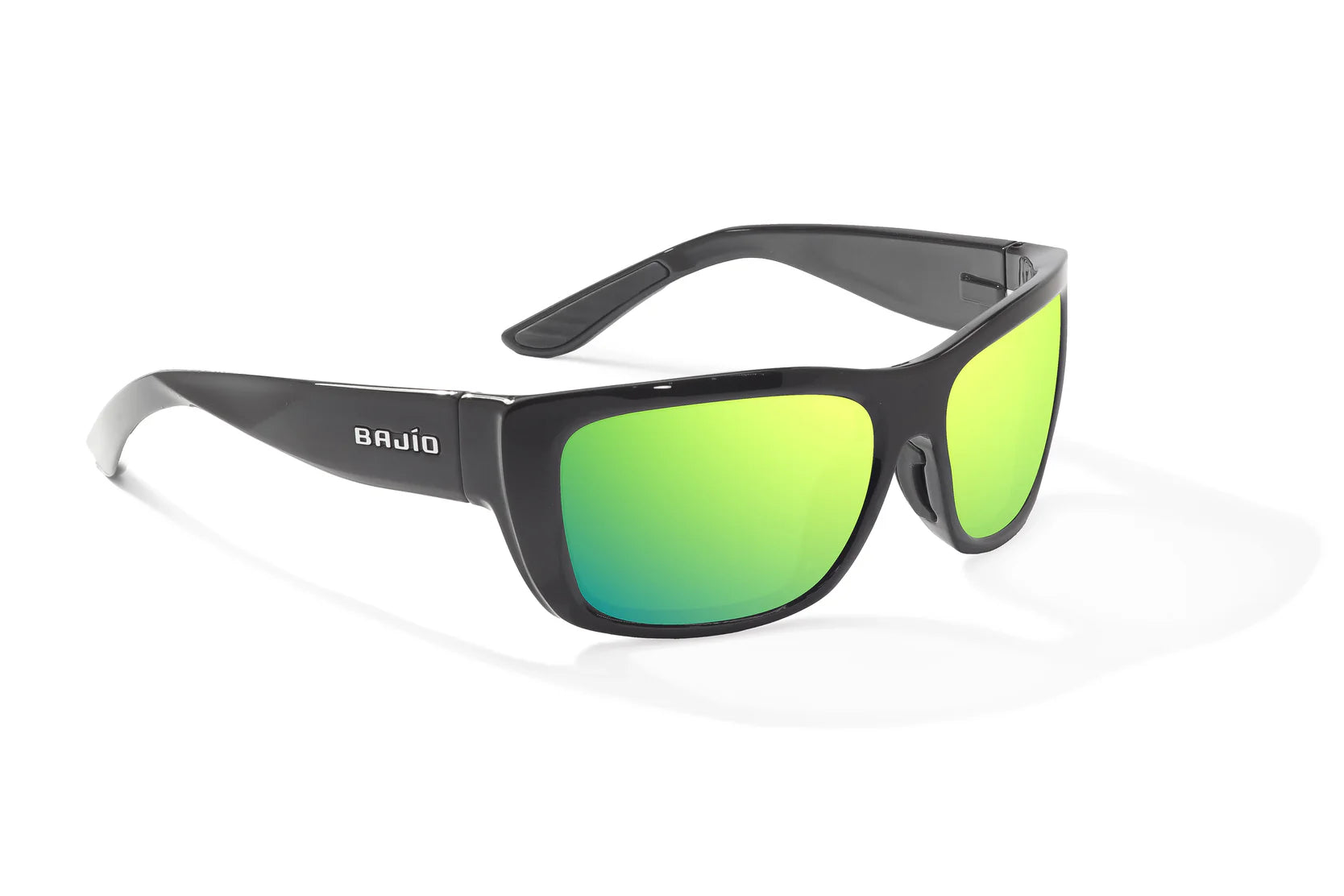 Bajio Annette Sunglasses - Black Gloss Frame with Green Mirror Glass Lens