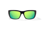 Bajio Annette Sunglasses - Black Gloss Frame with Green Mirror Glass Lens