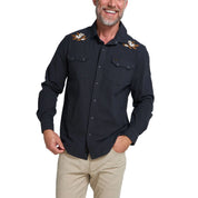 Howler Brothers Crosscut Deluxe Longsleeve Shirt - Orange Blossoms: Antique Black