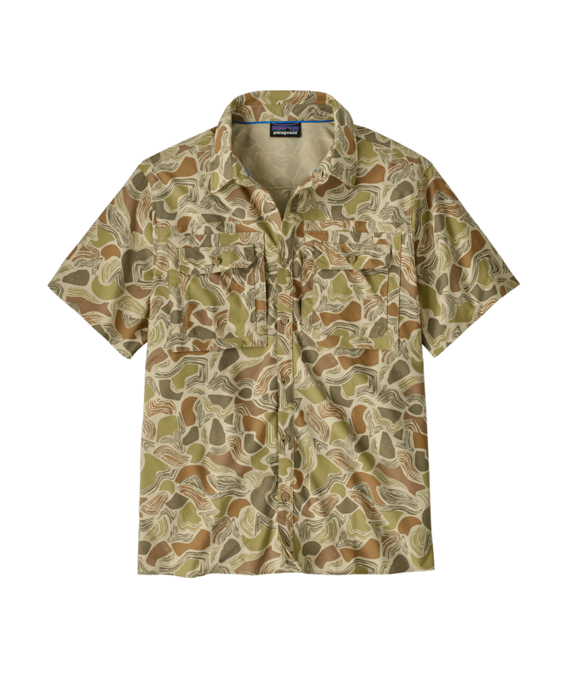 Patagonia Men's S/S Self Guided Sun Shirt - Coastal Edge: Weathered Stone